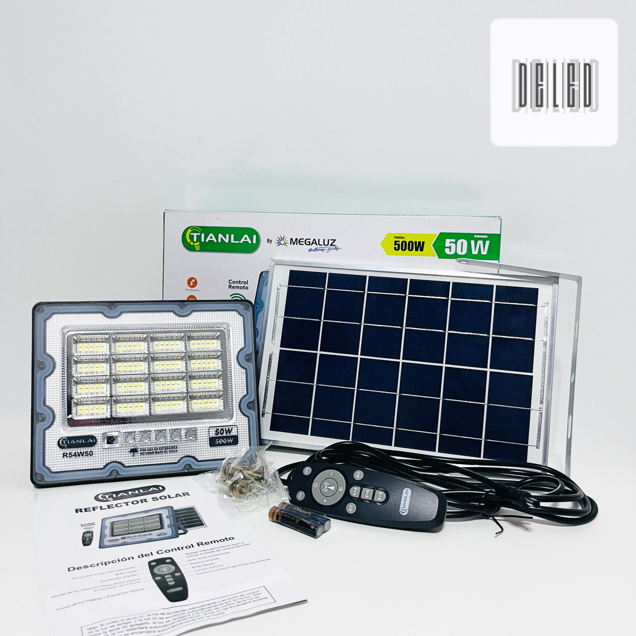 Reflector LED / Lámpara LED Solar 50w con Panel Solar Externo TIANLAI TRS-07