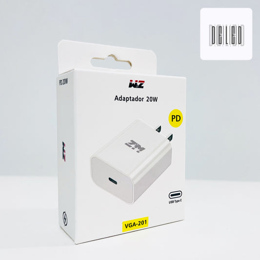 Cubo Cargador / Adaptador de Corriente TURBO Carga Rápida Entrada Tipo C 20w W&Z VGA-201