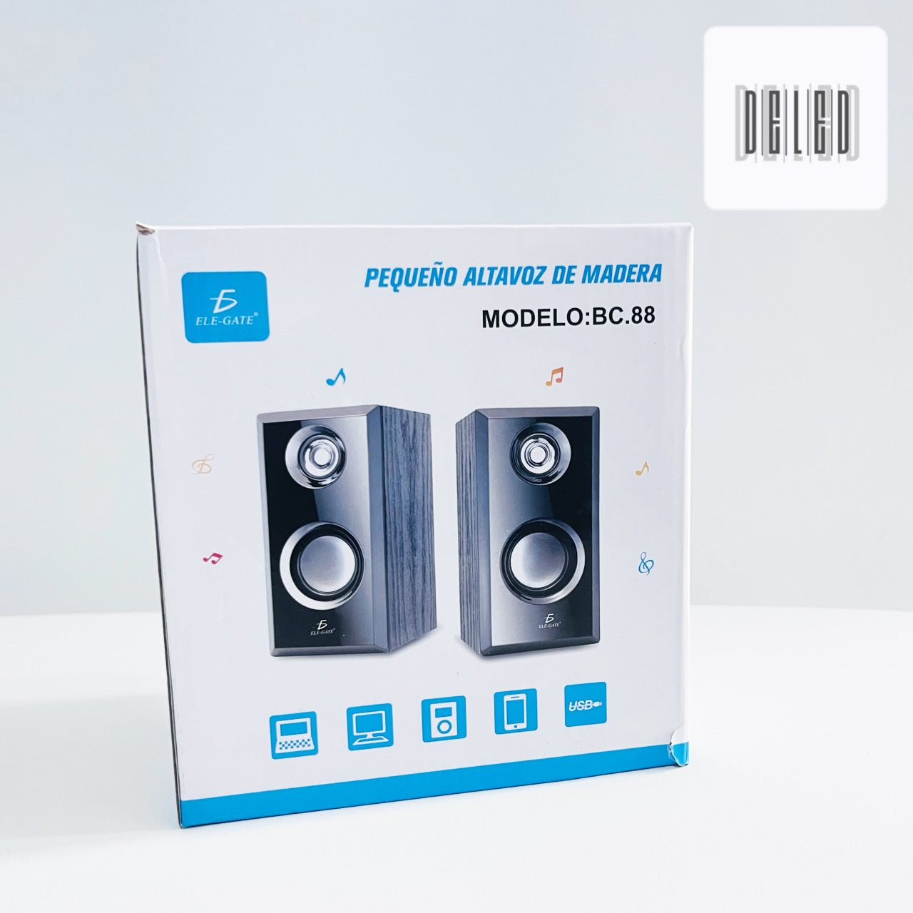 Bocinas / Altavoces para Computadora PC Conexión USB-Auxiliar ELE-GATE BC.88