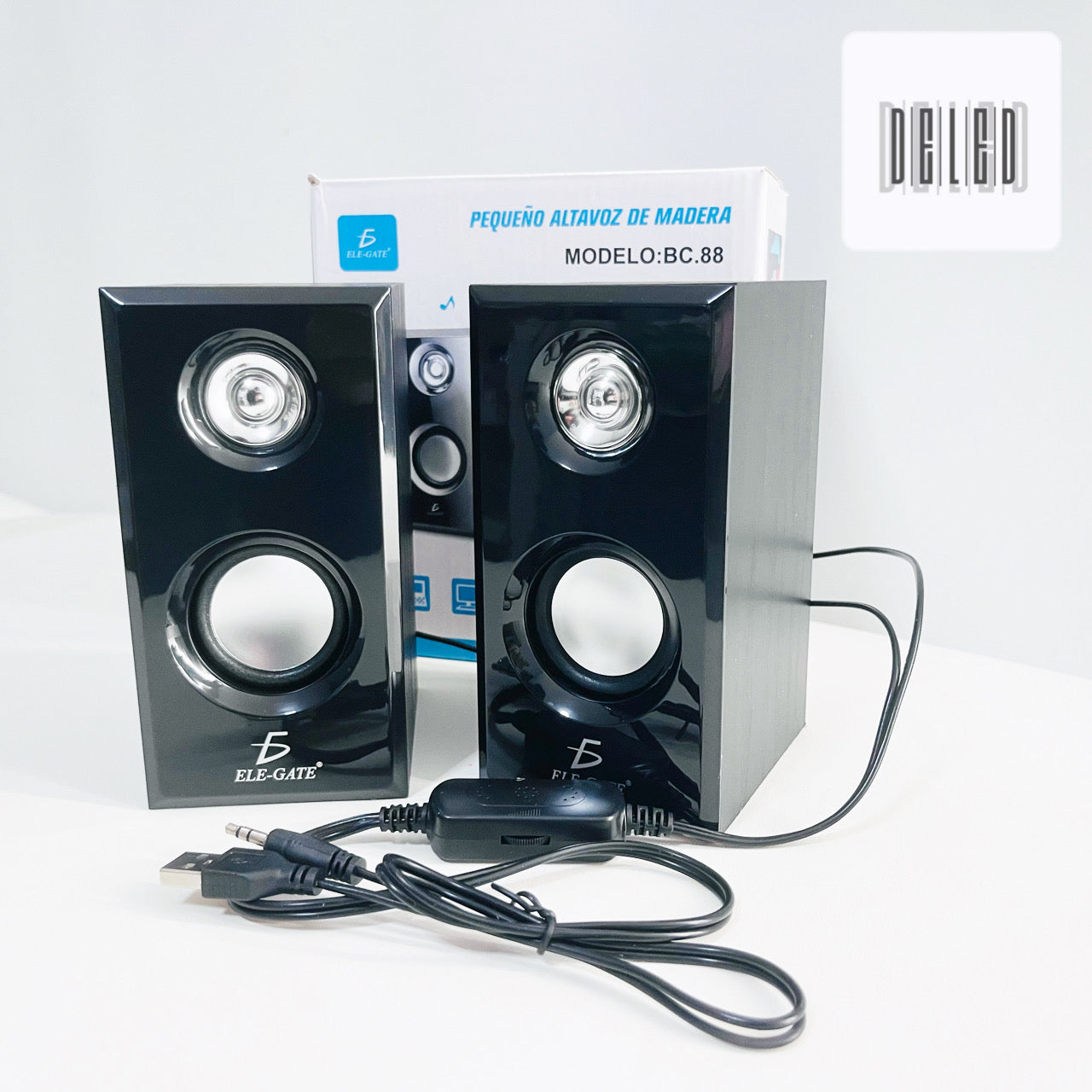 Bocinas / Altavoces para Computadora PC Conexión USB-Auxiliar ELE-GATE BC.88
