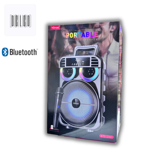 Bocina Bluetooth Inalámbrica 8 Pulgadas Recargable con Micrófono Inalámbrico KBROAD KTS-2161