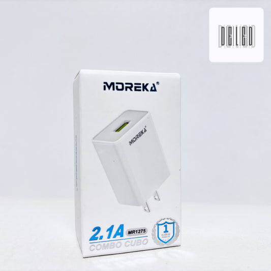 Cubo Cargador / Adaptador de Corriente Entrada USB 2.0A MOREKA MR1275