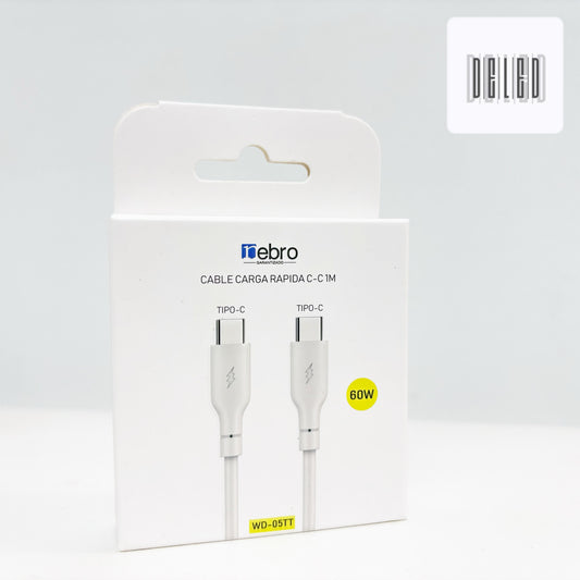 Cable Cargador TURBO USB-C a USB-C 1 Metro NEBRO WD-05TT