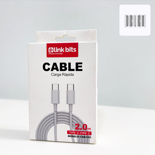 Cable Cargador TURBO USB-C a USBC-C 2 Metros LINK BITS CAB-C03