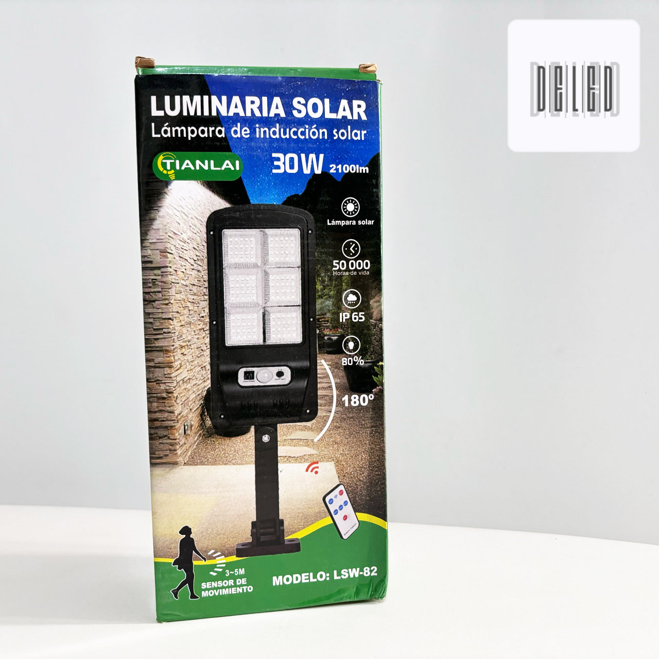 Lámpara LED / Luminaria LED Solar 30w con Sensor de Movimiento y Control TIANLAI LSW-82