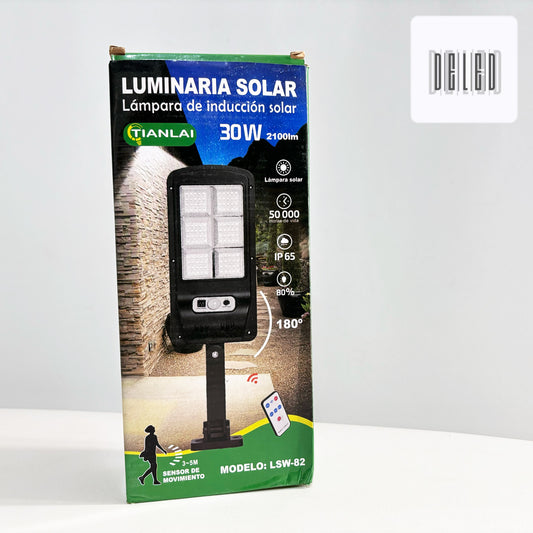 Lámpara LED / Luminaria LED Solar 30w con Sensor de Movimiento y Control TIANLAI LSW-82