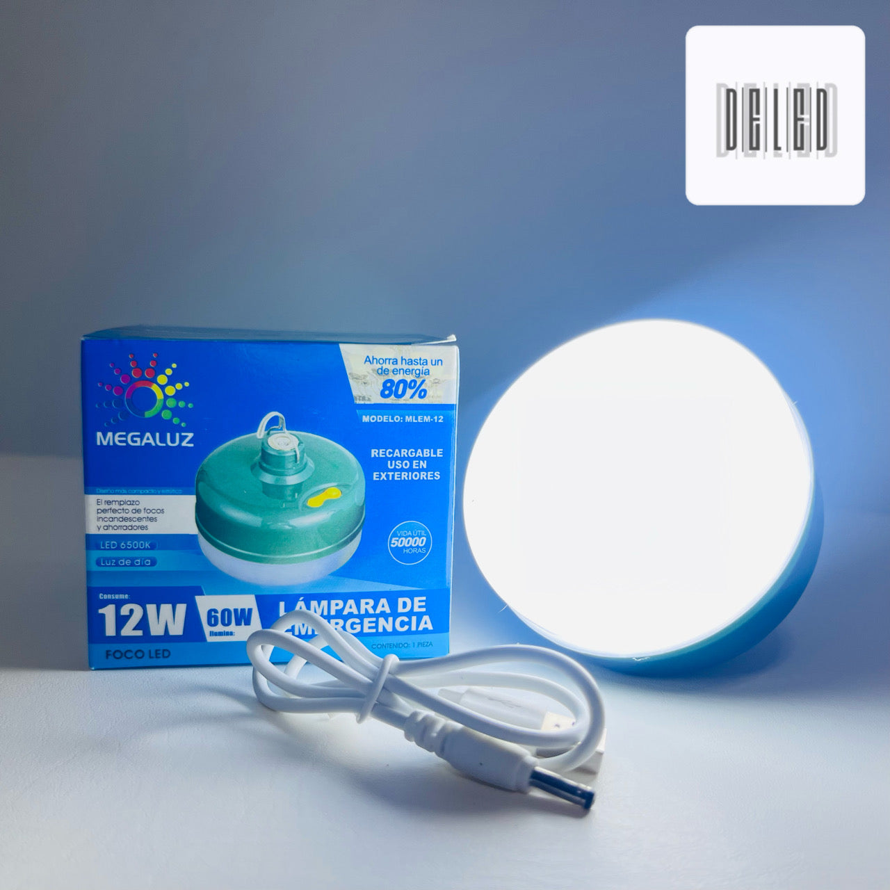 Foco LED Portátil 12w Recargable con Adherible Magnético MEGALUZ MLEM-12