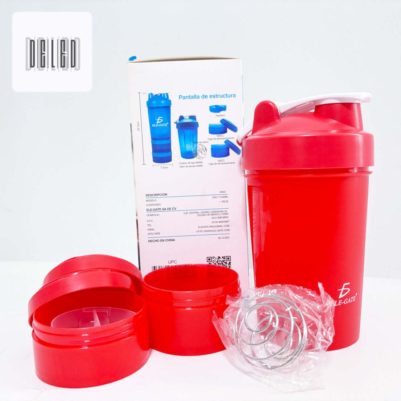 Termo Deportivo / Vaso Deportivo con Shaker y Contenedores ELE-GATE VAS.17.500ML