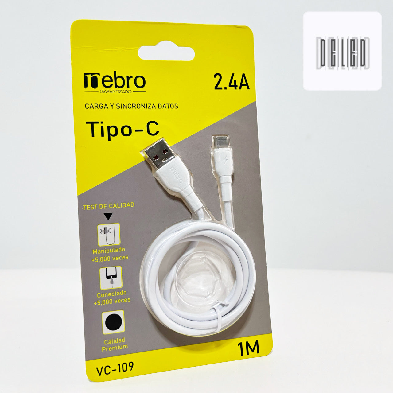 Cable Cargador USB Tipo C 1 Metro 2.4A Calidad Original NEBRO VC-109