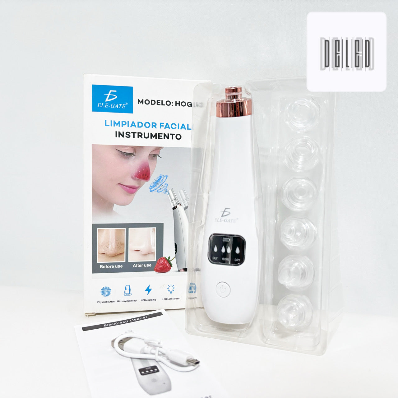 Limpiador Facial, Extractor de Espinillas y Puntos Negros ELE-GATE HOG.43