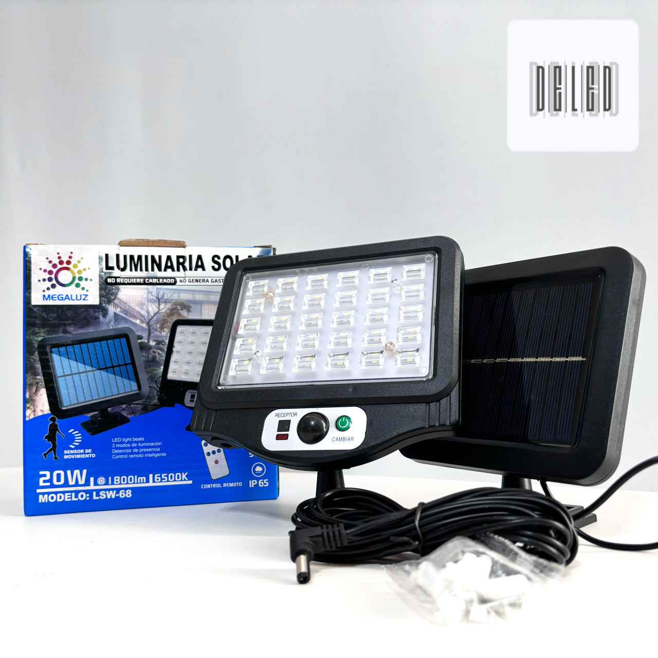 Lámpara LED / Luminaria LED Solar 20w Recargable MEGALUZ LSW-68