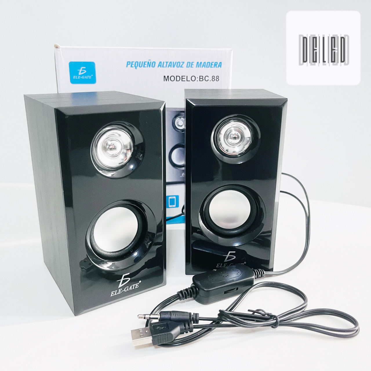 Bocinas / Altavoces para Computadora PC Conexión USB-Auxiliar ELE-GATE BC.88