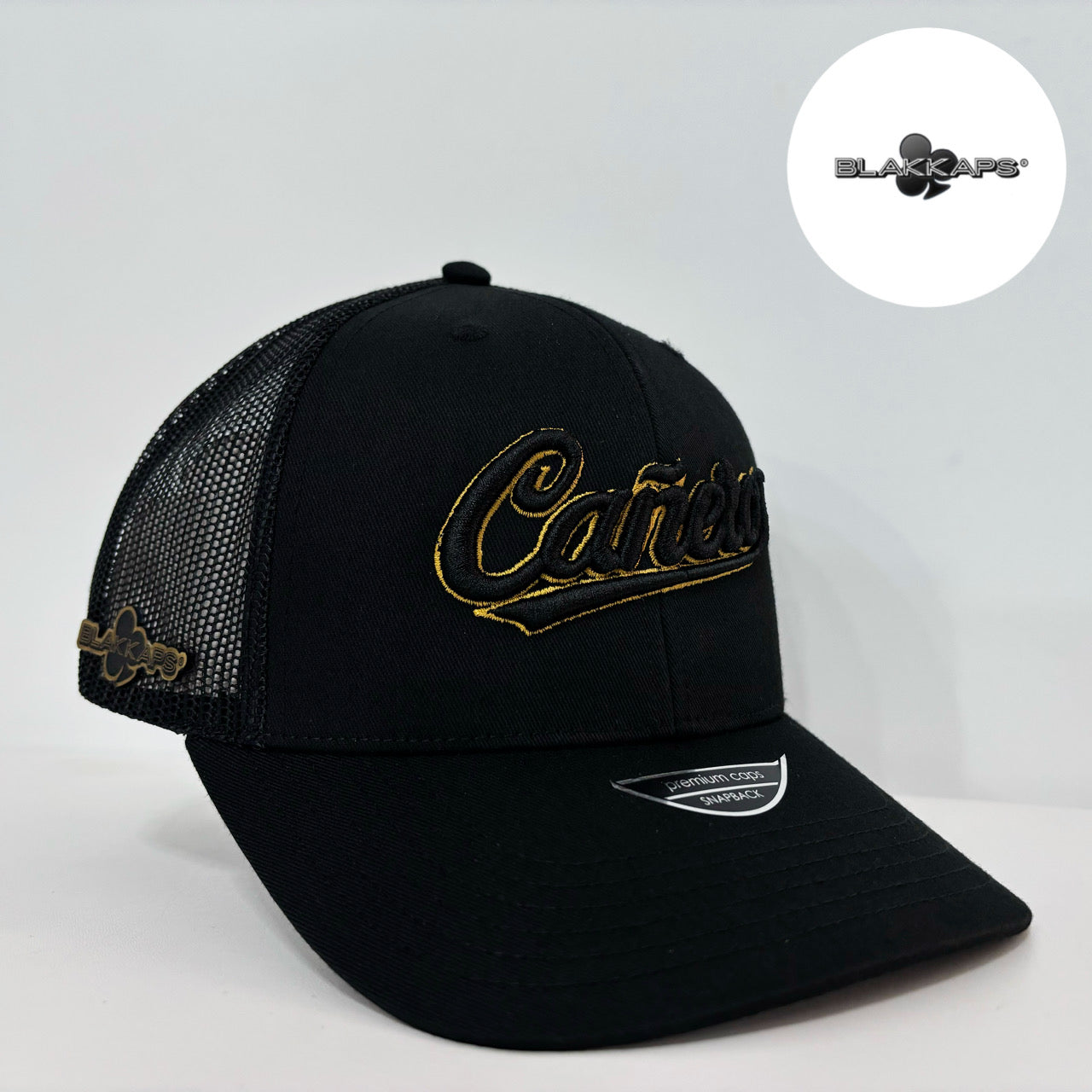 Gorra Negra CAÑEROS LM Bordada 3D BLAKKAPS®♣️