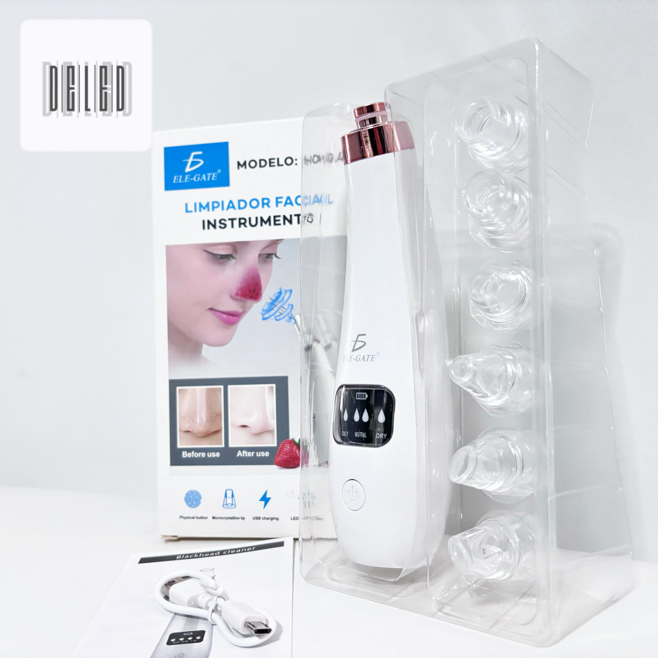 Limpiador Facial, Extractor de Espinillas y Puntos Negros ELE-GATE HOG.43