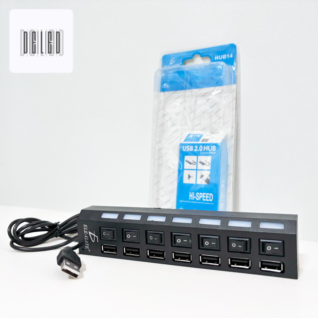 Adaptador Hub de Extensión USB a 9 Puertos USB con Interruptores Multifunción ELE-GATE HUB14