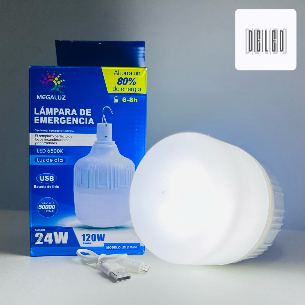Foco LED Portátil 24w Recargable MEGALUZ MLEM-06