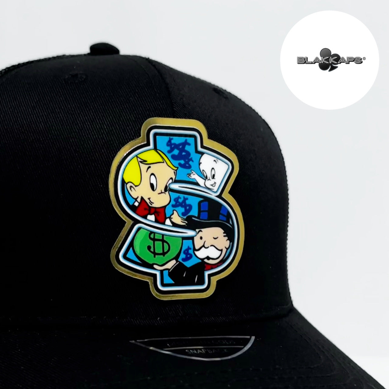 Gorra Negra RICKY RICON/ CASPER/ MONOPOLY Placa 3D BLAKKAPS®♣️