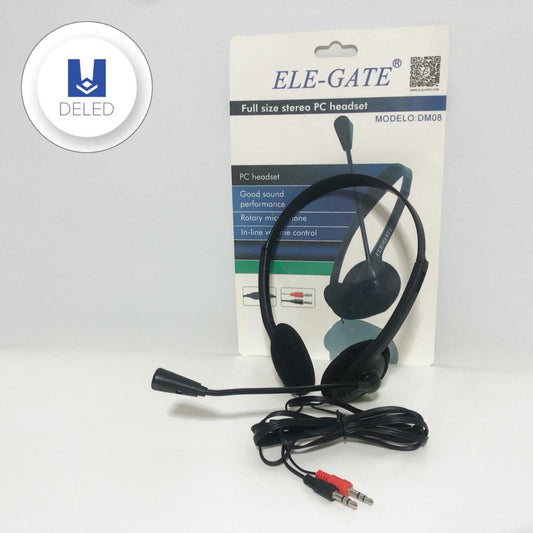 Audífonos Diadema Alámbricos con Micrófono Extendido ELE-GATE DM08