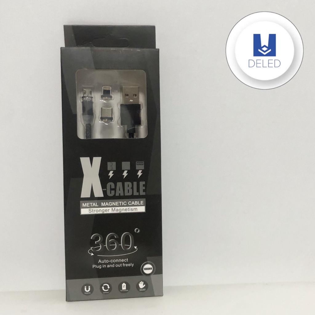 Cable Cargador USB Magnético con 3 Entradas (V8 Micro USB, Tipo C y Lightning) XCABLE CX-39