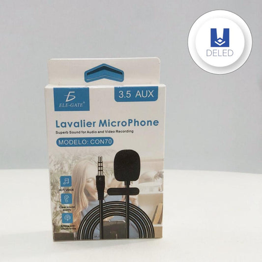 Micrófono Mini de Solapa Adherible Entrada Auxiliar Jack 3.5mm ELE-GATE CON70
