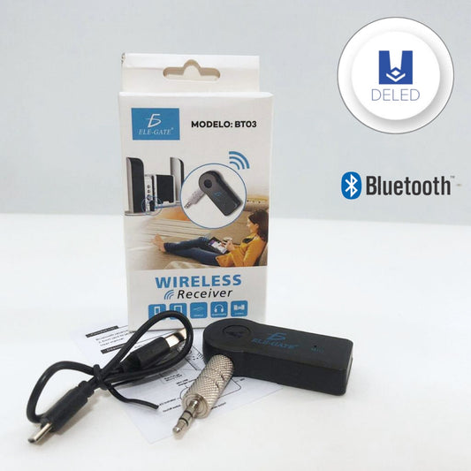 Receptor de Audio Bluetooth Inalámbrico Recargable Entrada Auxiliar Jack 3.5mm ELE-GATE BT03