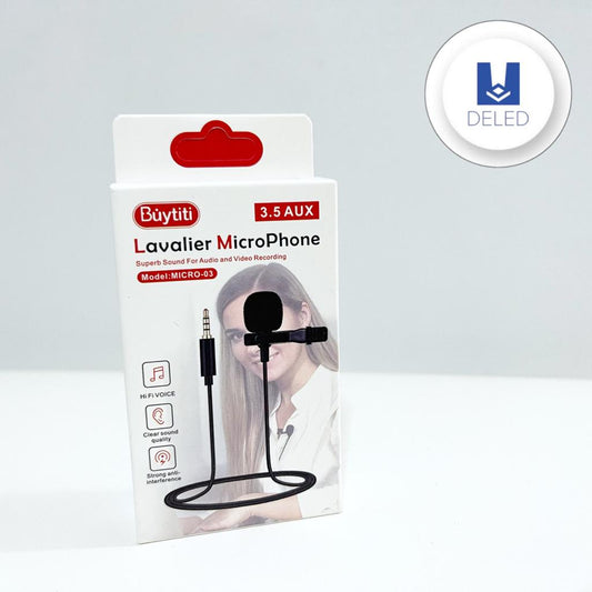 Micrófono Mini de Solapa Adherible Entrada Auxiliar Jack 3.5mm Micrófono BUYTITI MICRO-03