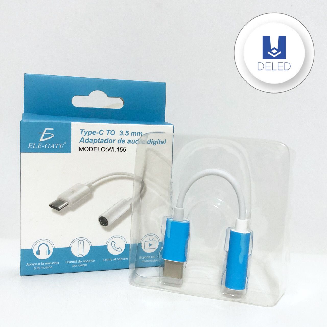 Adaptador para Audifonos Tipo C a Auxiliar Jack 3.5mm ELE-GATE WI.155