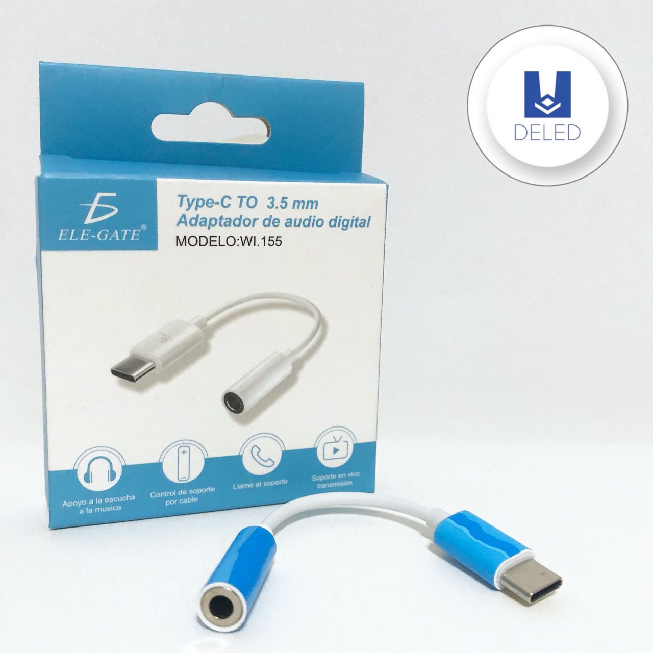 Adaptador para Audifonos Tipo C a Auxiliar Jack 3.5mm ELE-GATE WI.155