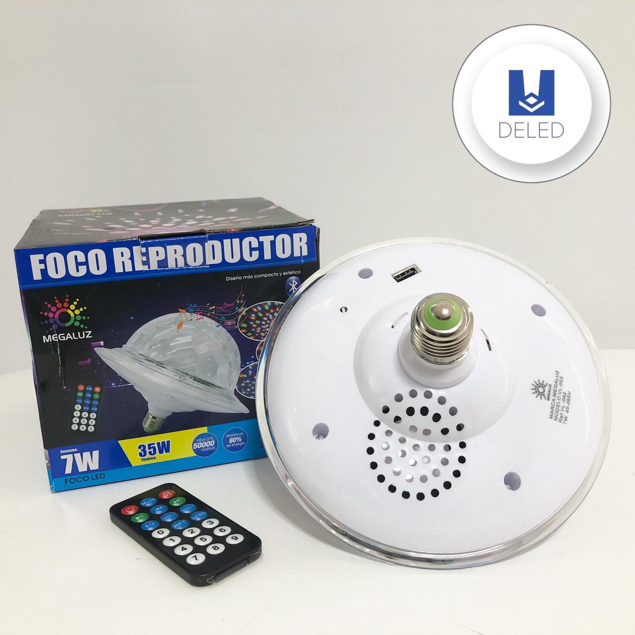 Foco LED / Lámpara LED RGB Multicolor con Bocina Bluetooth Inalámbrica 7w MEGALUZ VL-003