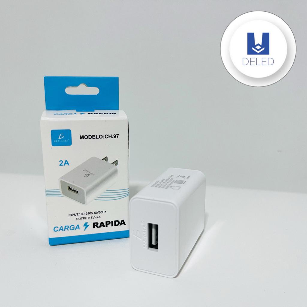 Cubo Cargador / Adaptador de Corriente Entrada USB 2.0A ELE.GATE CH.97
