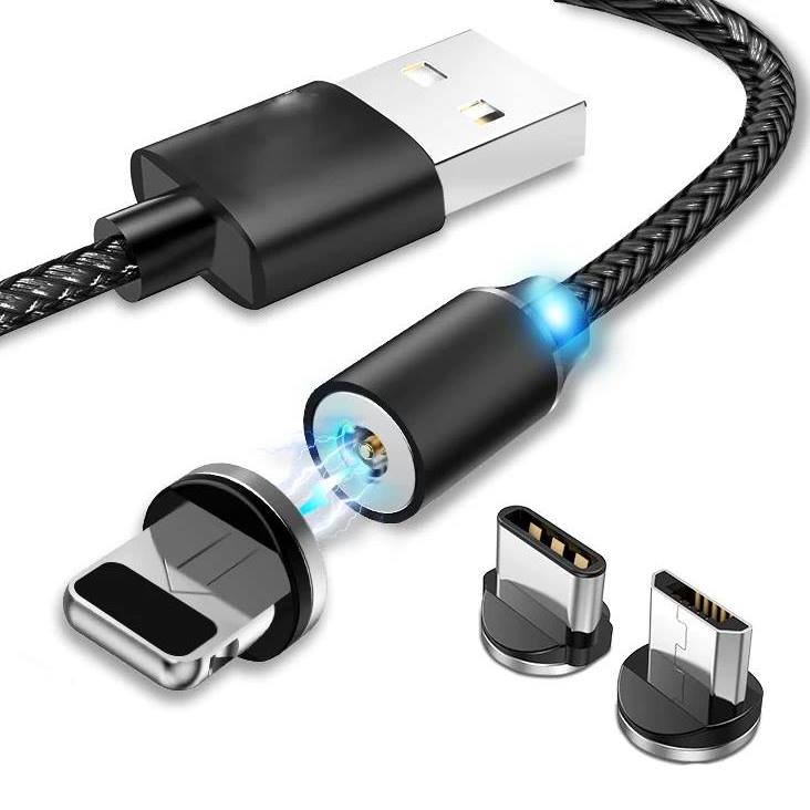 Cable Cargador USB Magnético con 3 Entradas (V8 Micro USB, Tipo C y Lightning) XCABLE CX-39