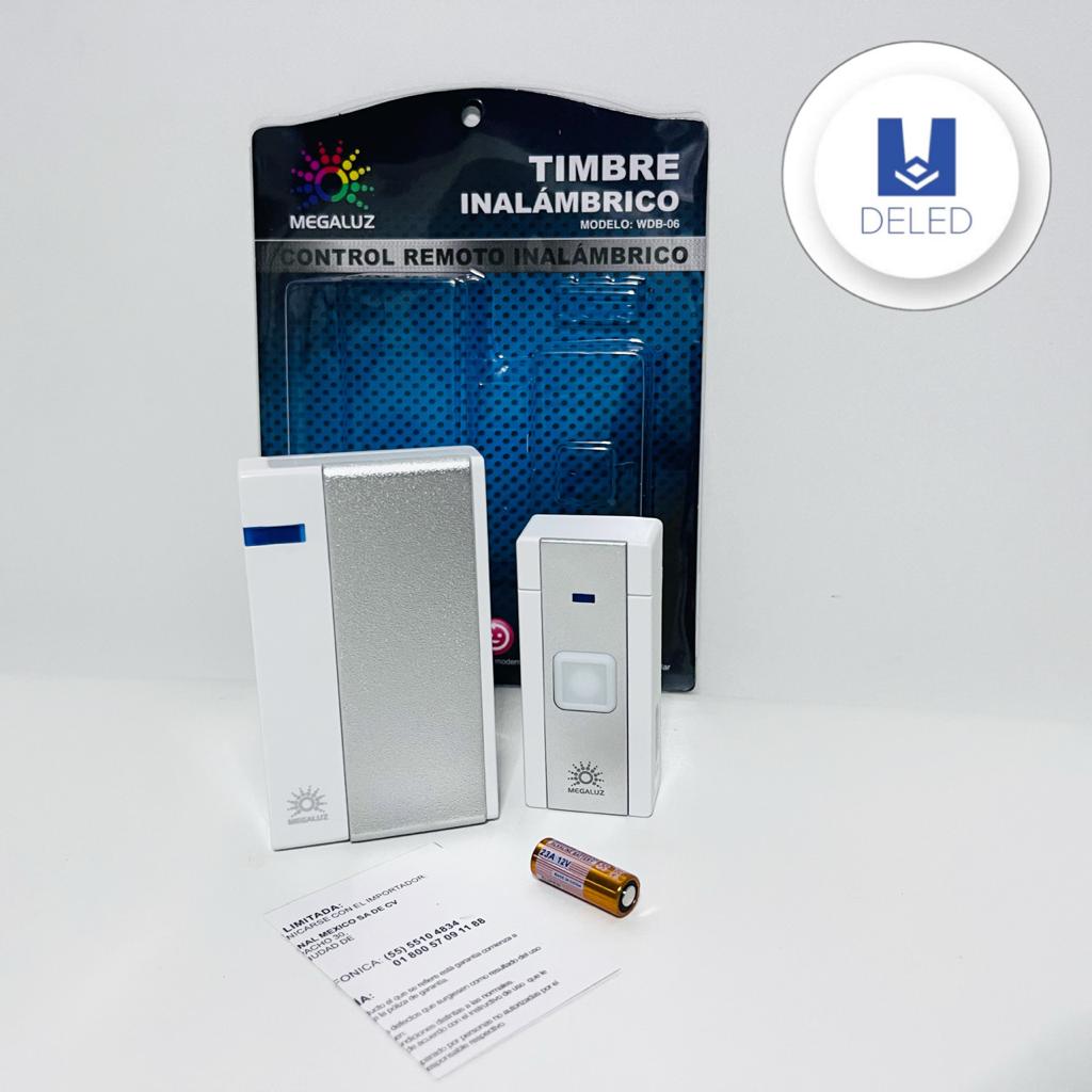 Timbre Inalámbrico con Control Remoto Color Blanco/Gris MEGALUZ WDB-06