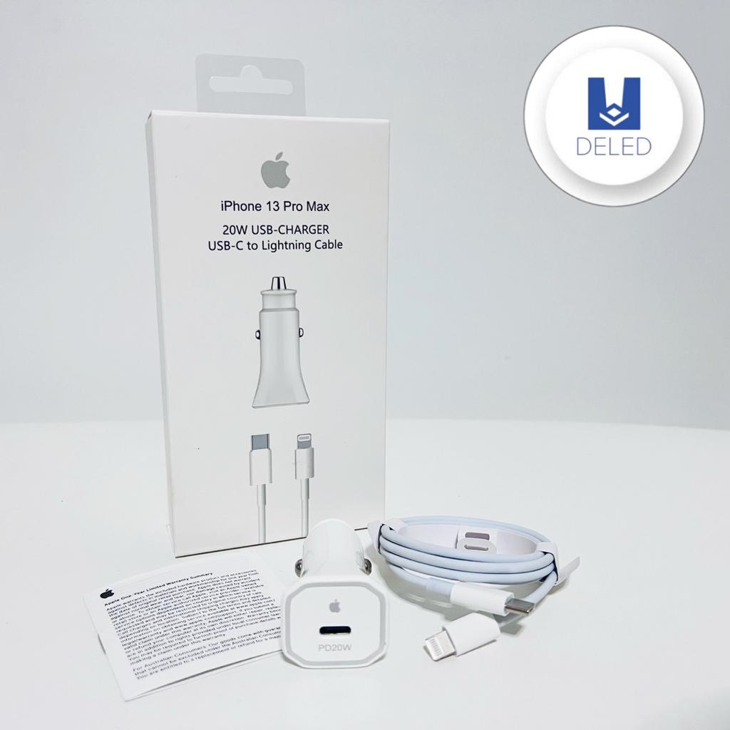 Cargador Completo TURBO para Automóvil 20w con Cable USB-C Lightning Calidad Original APPLE