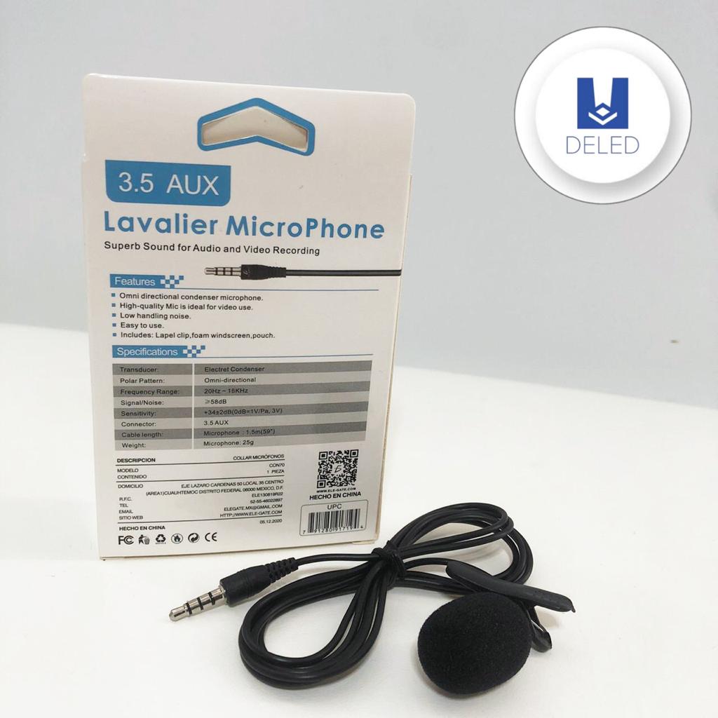 Micrófono Mini de Solapa Adherible Entrada Auxiliar Jack 3.5mm ELE-GATE CON70