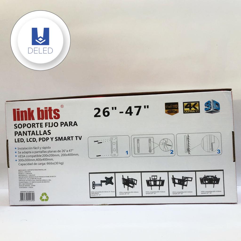 Soporte de Pantalla / Soporte de TV Brazo Articulado Inclinable 26-47 Pulgadas LINK BITS C2647N15