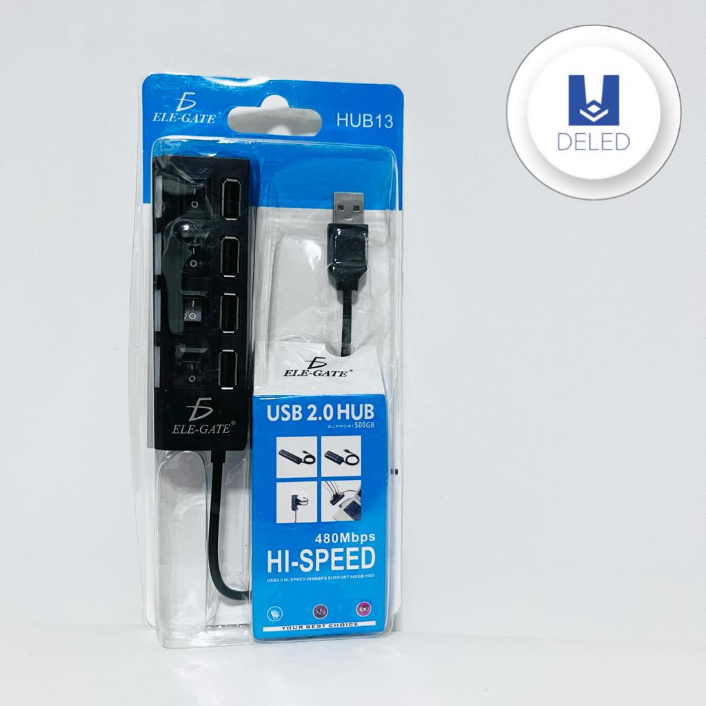 Adaptador Hub de Extensión USB a 4 Puertos USB con Interruptores Multifunción ELE-GATE HUB13
