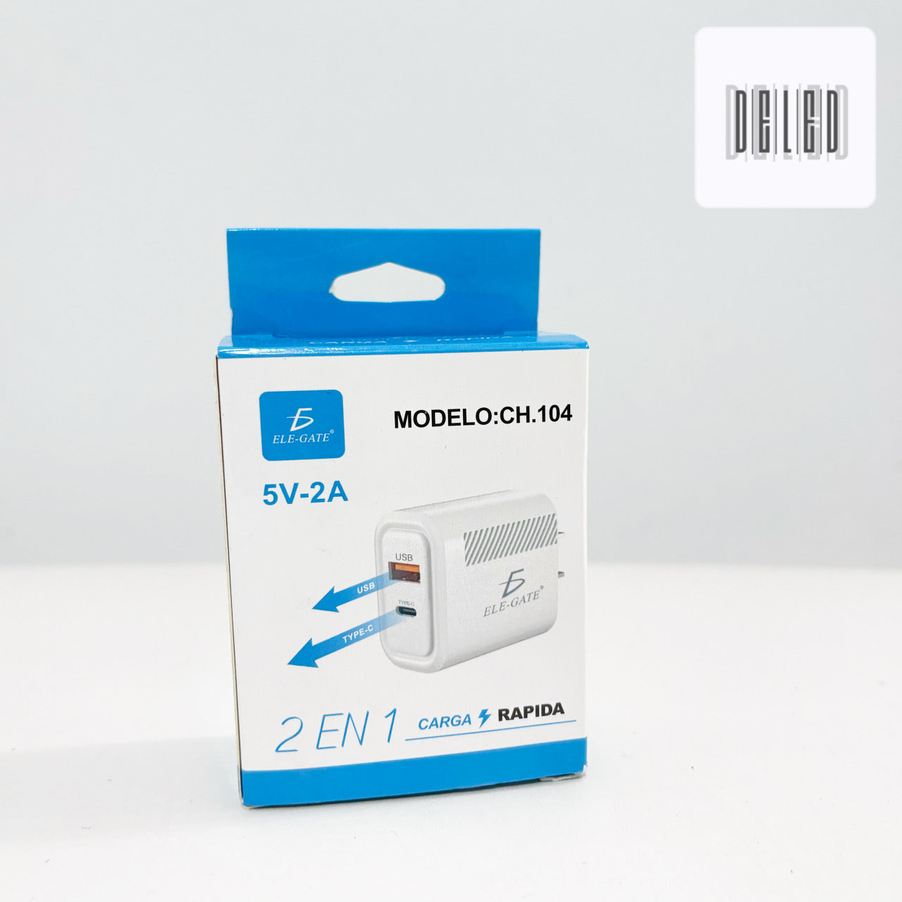 Cubo Cargador / Adaptador de Corriente Carga Rápida 2 en 1 Entradas Tipo C y USB ELE-GATE CH.104