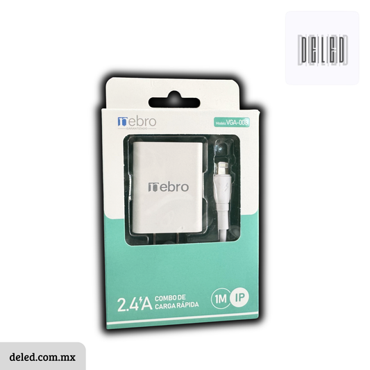 Cargador Completo con Cable USB Lightning para iPhone 2.4A NEBRO VGA-008