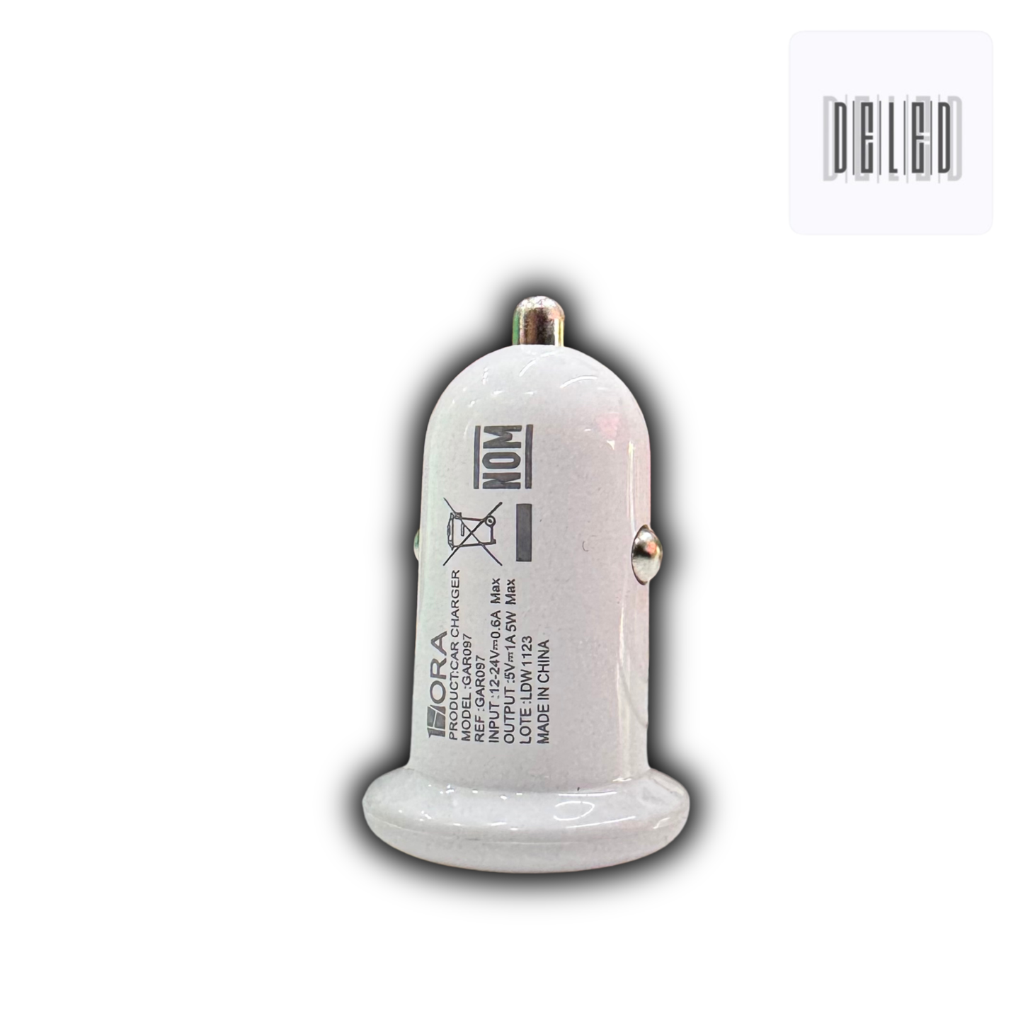 Cargador / Adaptador de 1 Puerto USB para Automóvil 12-24V 1HORA GAR-097