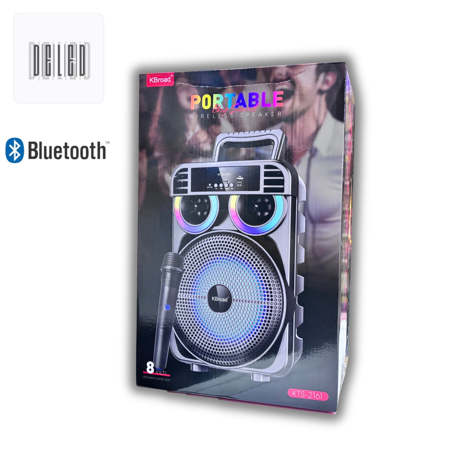 Bocina Bluetooth Inalámbrica 8 Pulgadas Recargable con Micrófono Inalámbrico KBROAD KTS-2161