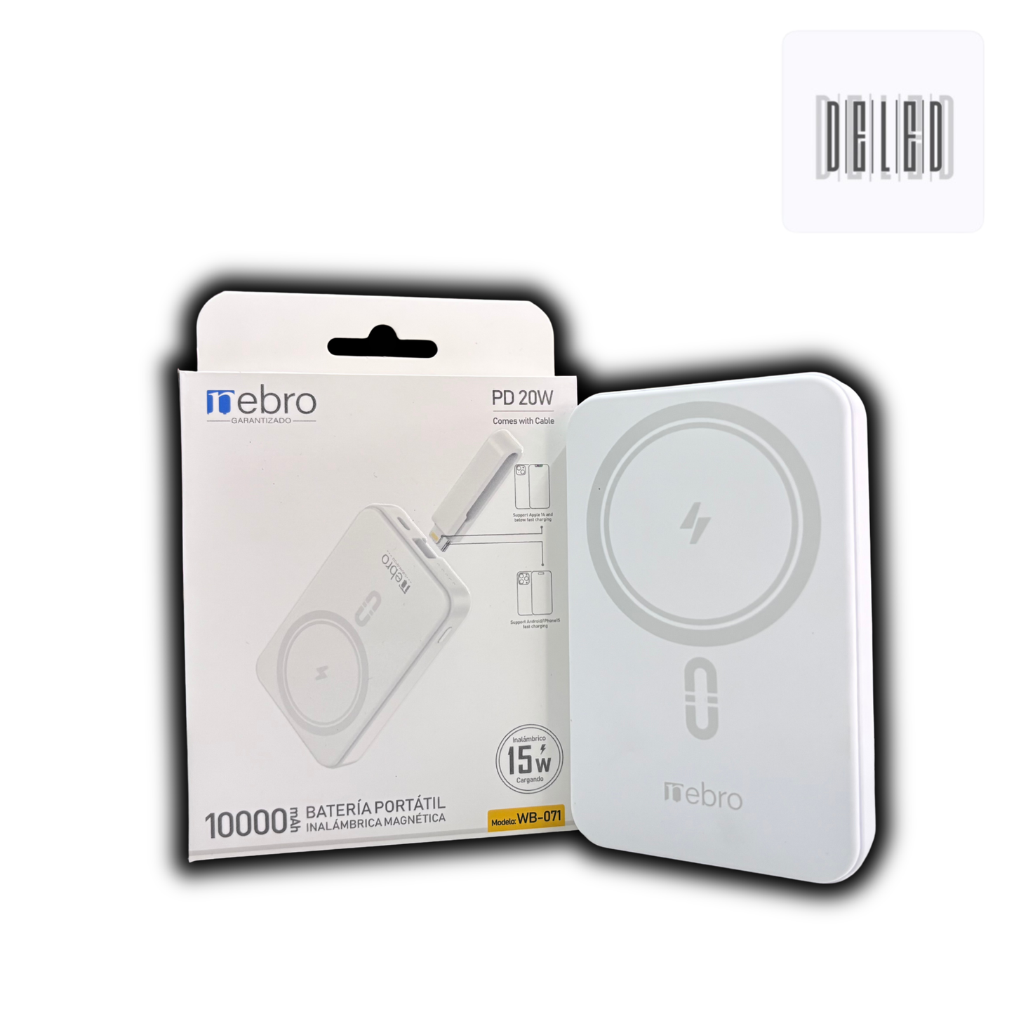 Batería Power Bank MagSafe Inalámbrica Magnética Recargable Portátil 10,000 mAh NEBRO WB-071