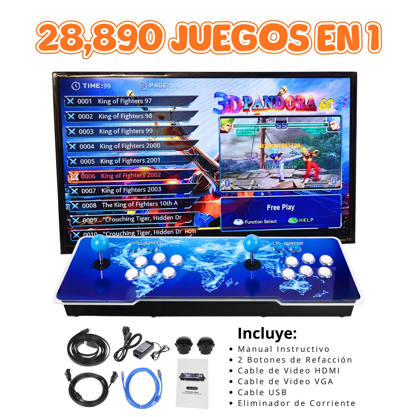 Tablero Arcade / Consola Arcade Pandora Box con 28,890 Videojuegos en 1 3D PANDORA PRO