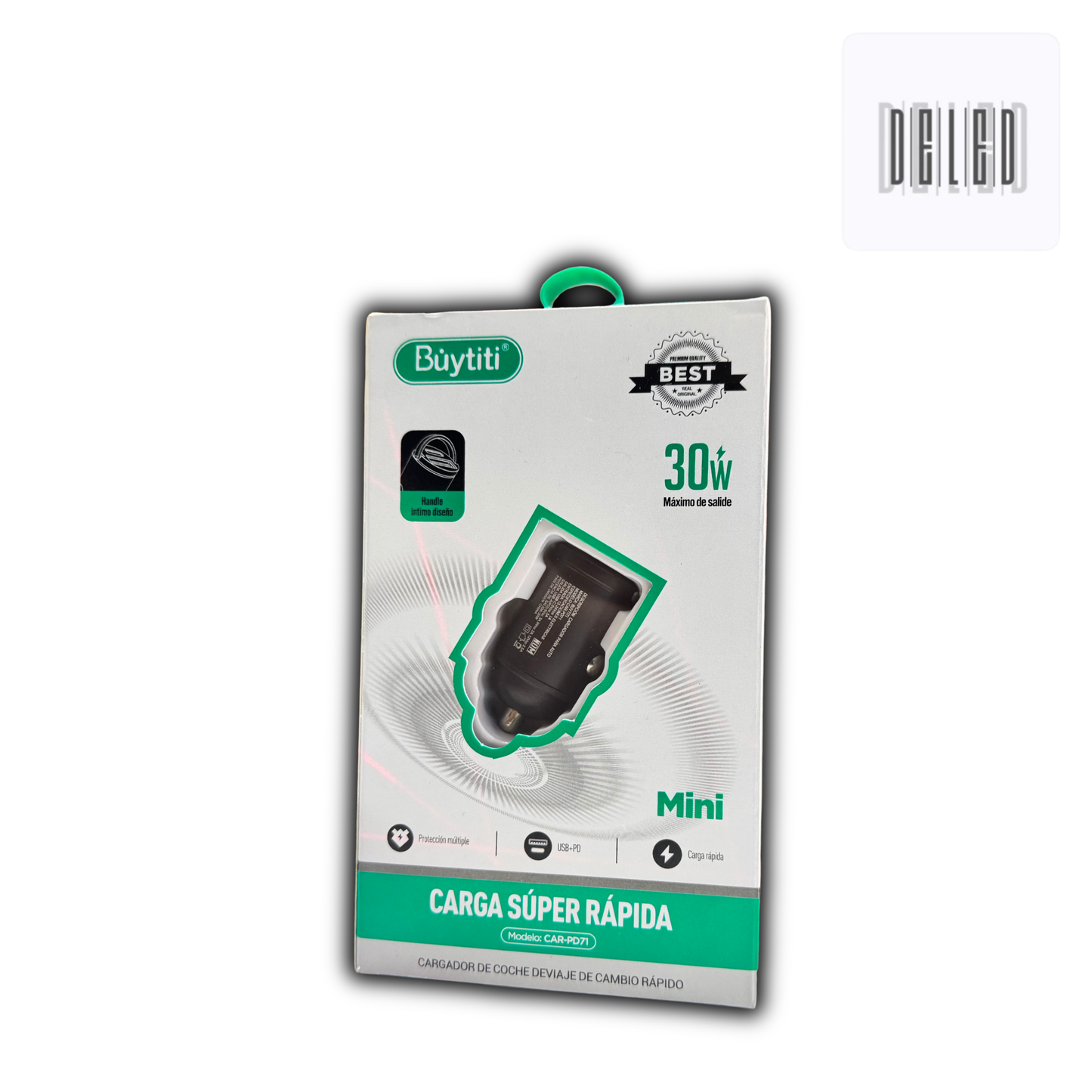 Cargador / Adaptador de 2 Puertos TURBO USB-C Tipo C y USB QC3.0A para Automóvil BUYTITI CAR-PD71