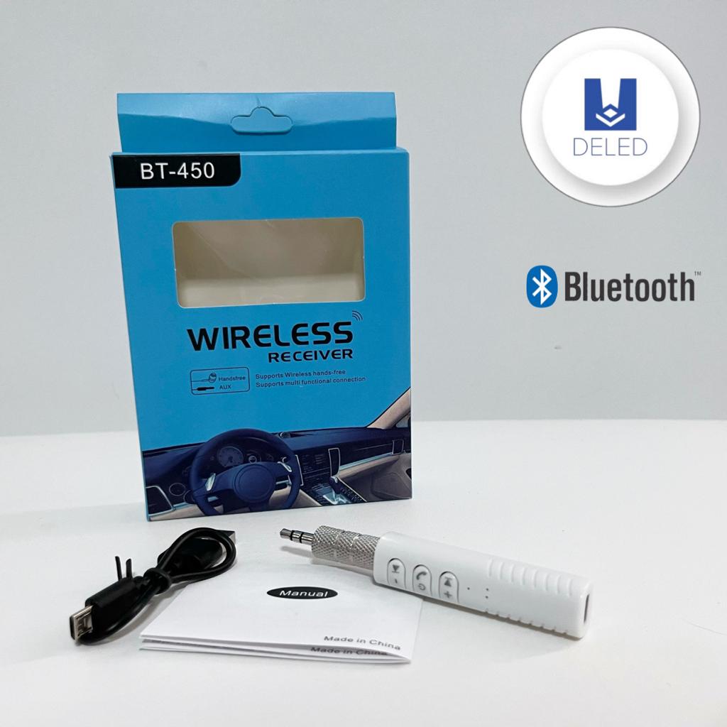 Receptor de Audio Bluetooth Inalámbrico Recargable Entrada Auxiliar Jack 3.5mm WIRELESS BT-450